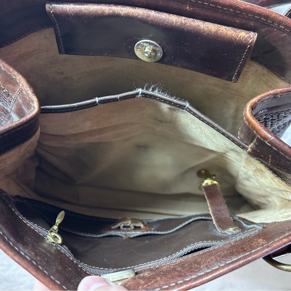 Brahmin Vintage Dark Brown Woven Leather Shoulder Bag - Picture 7 of 16